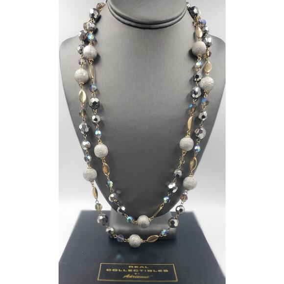 VTG Real Collectibles by Adrienne Long Double Strand Beaded Statement Necklace - Picture 1 of 8